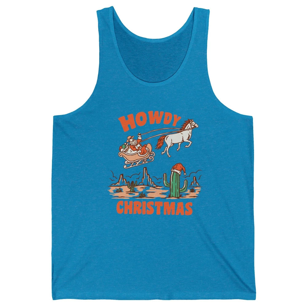 Desert Santa Riding Horse Howdy Christmas Western Country Unisex Jersey Tank