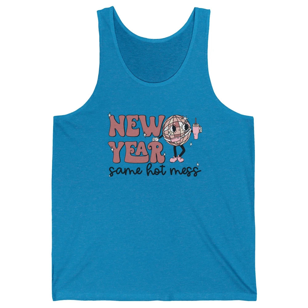 Happy New Year Disco Ball Bougie New Year Same Hot Mess Unisex Jersey Tank