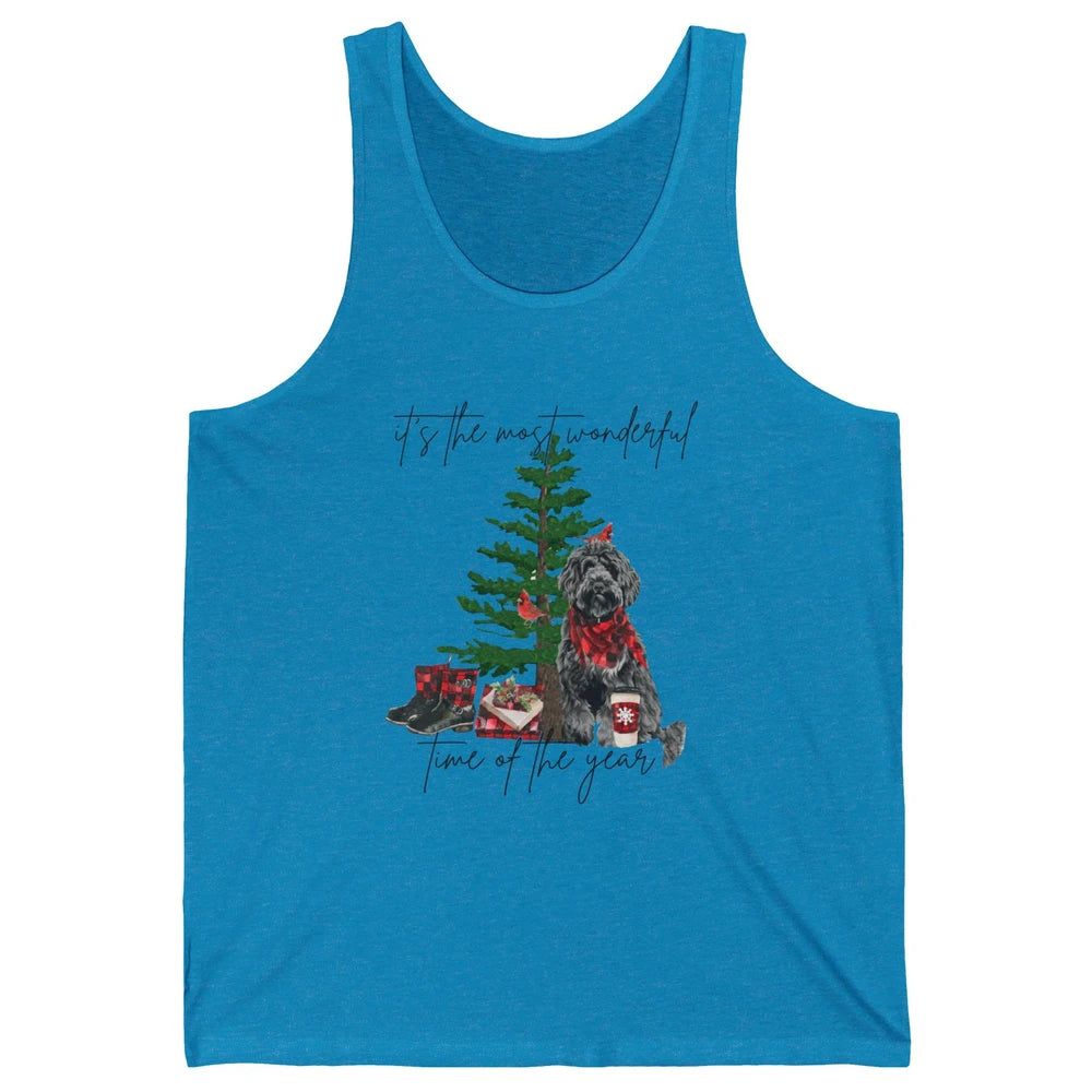 Black Golden Labradoodle Christmas Tree Most Wonderful Time Unisex Jersey Tank