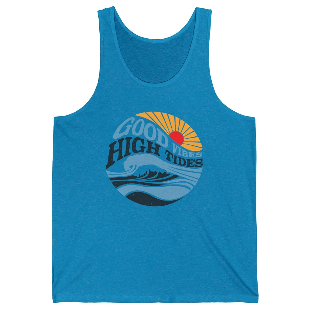 Retro Rainbow Sunrise Good Vibes High Tides Positive Vibes Unisex Jersey Tank