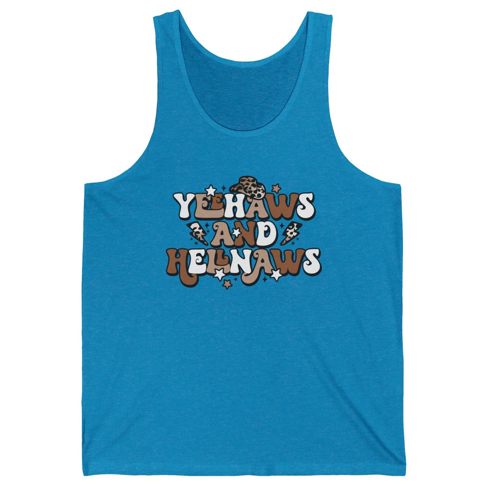 Leopard Yeehaws & Hellnaw Western Country Cowgirl Cowboy Hat Unisex Jersey Tank