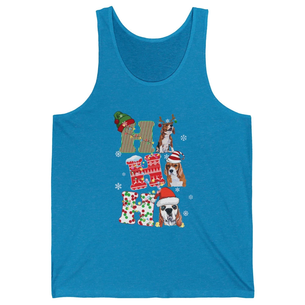 Funny Beagle Christmas Light Santa Beagle Reindeer Snowflake Unisex Jersey Tank