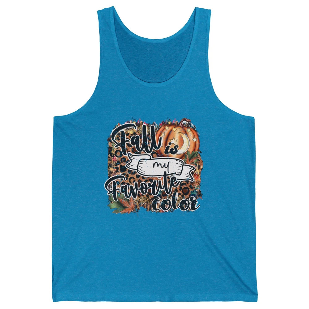 Retro Pumpkin Fall Is My Favorite Color Leopard Autumn Gift Unisex Jersey Tank