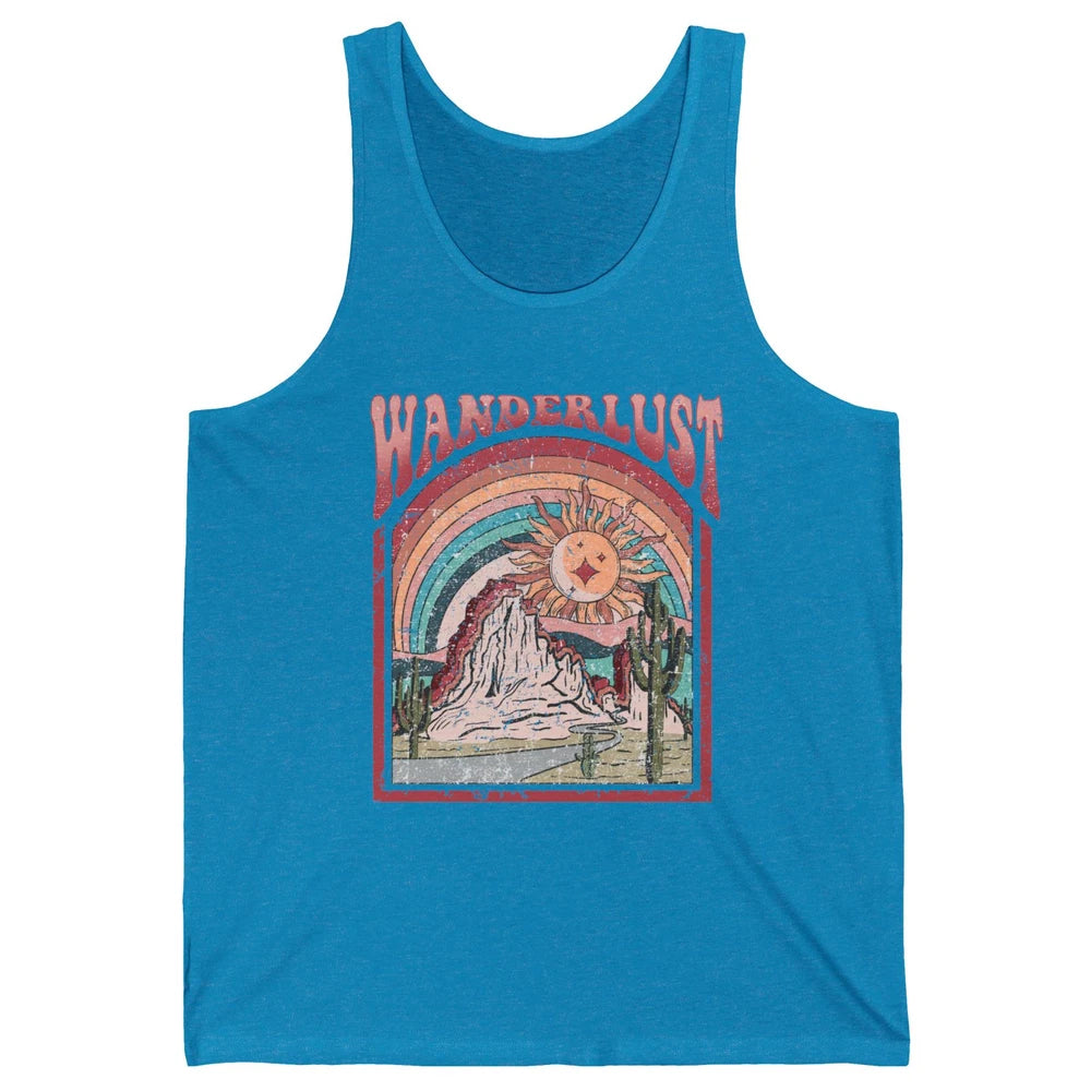 Retro Wanderlust Desert Cactus Wander Boho Adventure Western Unisex Jersey Tank