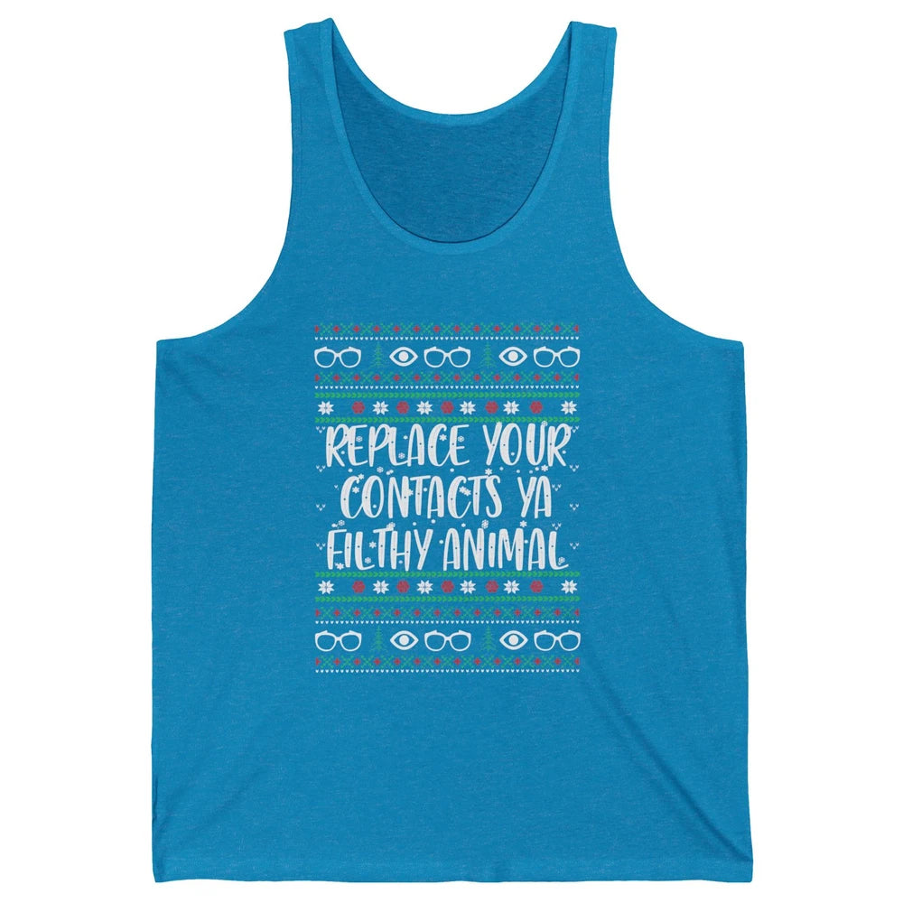 Optometry Christmas Tree Eyeglasses Replace Ya Contacts Ugly Unisex Jersey Tank