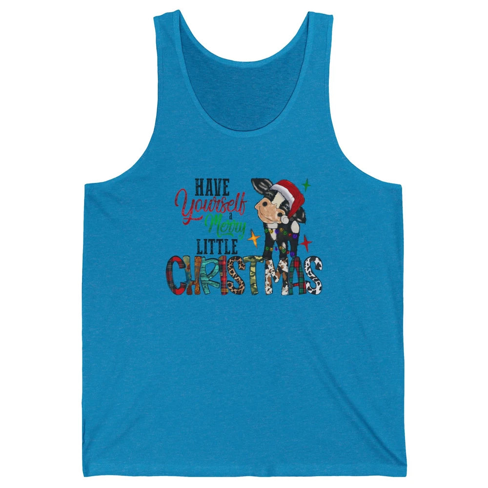 Cow Santa Have Yourself Merry Little Christmas Western Xmas Unisex Jersey Tank