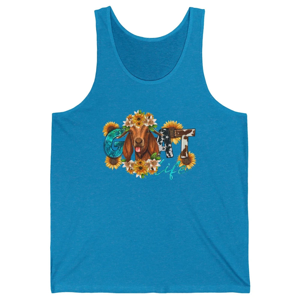 Sunflower Goat Life Just A Girl Who Love Goat Farmer Western Unisex Jersey Tank