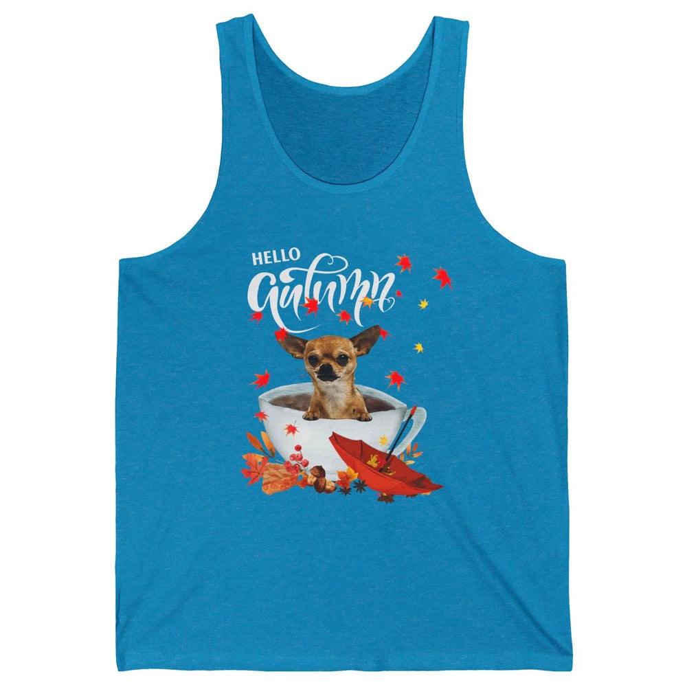 Chihuahua Autumn Dog And Coffee Fall Thanksgiving Chihuahua Unisex Jersey Tank