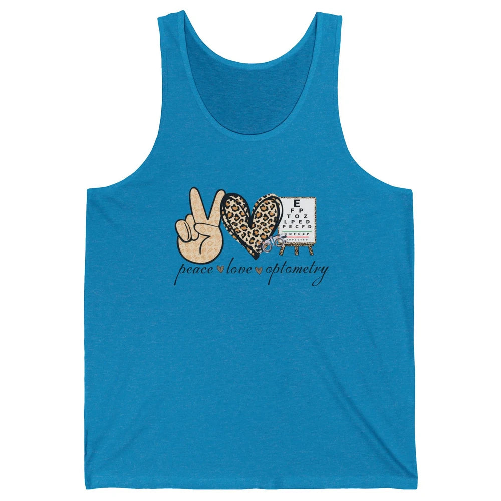 Peace Love Optometry Leopard Optometrist Optician Life Gift Unisex Jersey Tank