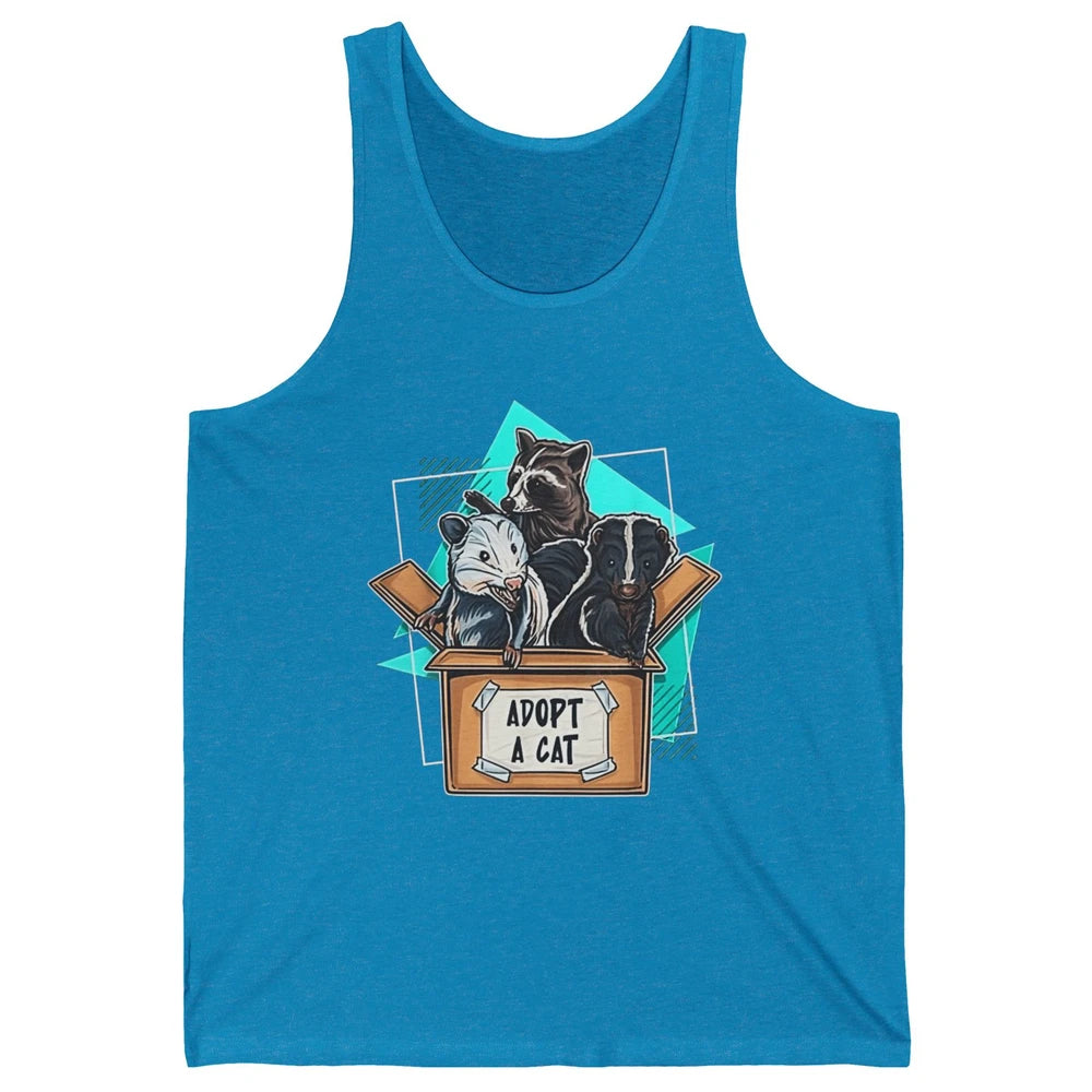 Adopt Forbidden Cats In Box Raccoon Skunks Possum Vaporwave Unisex Jersey Tank