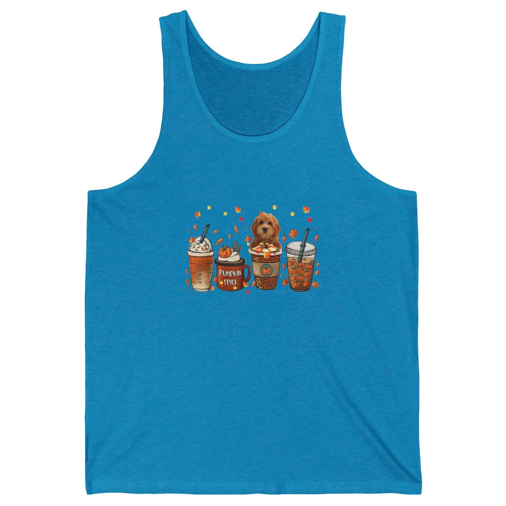 Golden Doodle Dog Fall Coffee Pumpkin Spice Dog Thanksgiving Unisex Jersey Tank