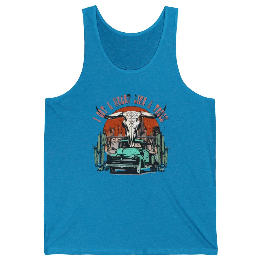 Desert Bull Skull Got A Heart Like A Truck Western Valentine Unisex Jersey Tank