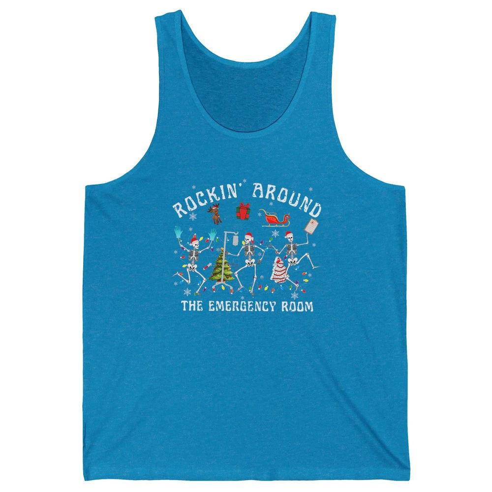 Merry Christmas Rocking Around Emergency Room Skeleton Nurse Unisex Jersey Tank