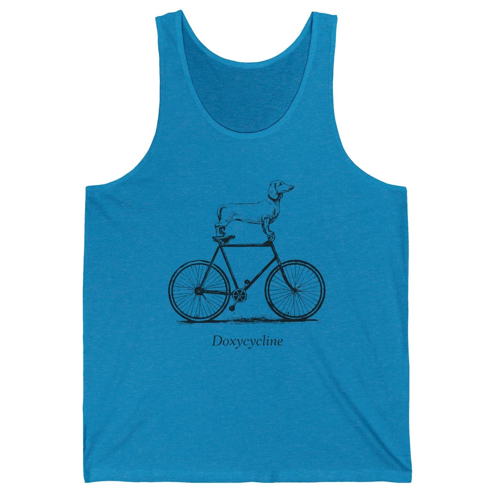 Dachshund On Bicycle Doxycycline Pun Veterinary Vet Tech Unisex Jersey Tank