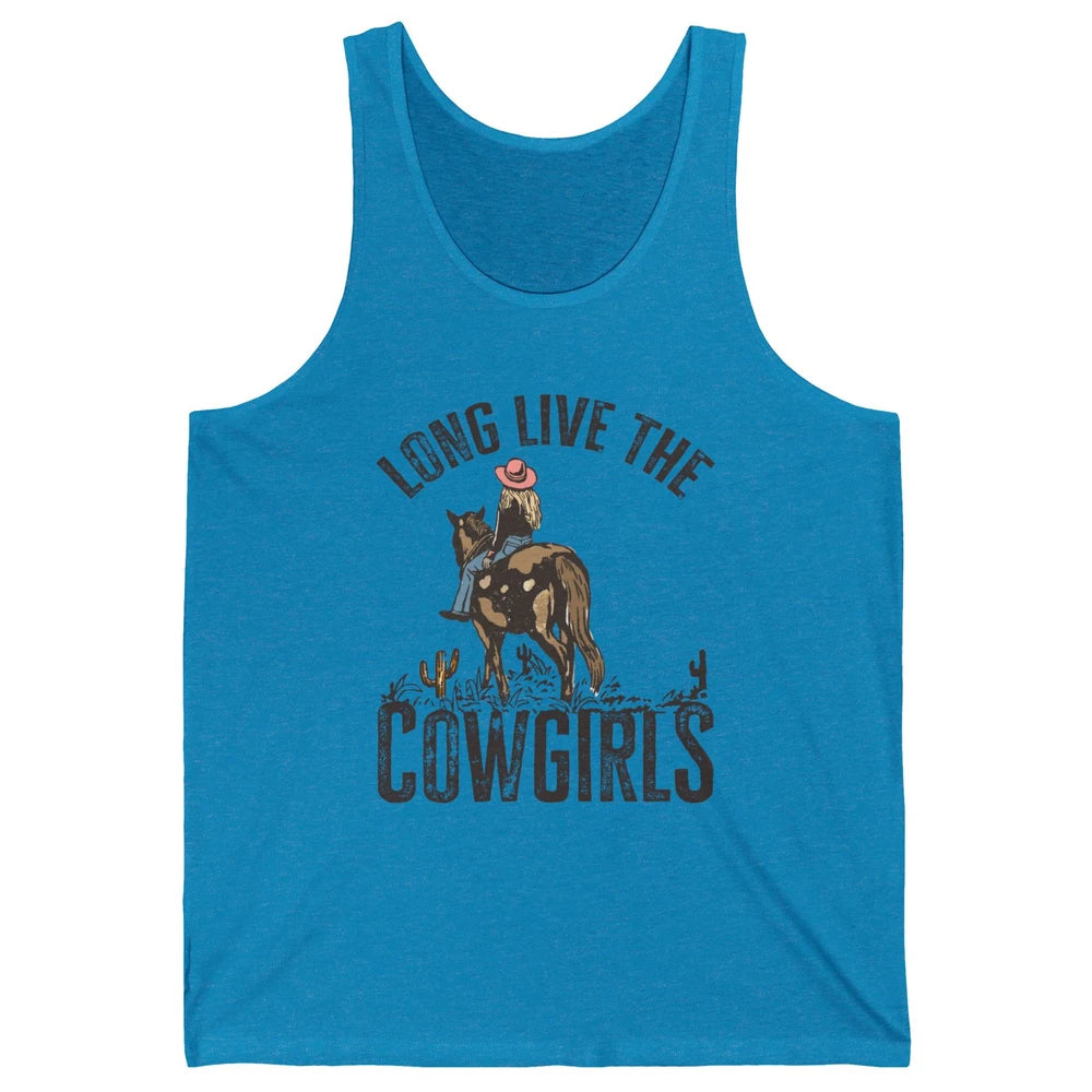 Retro Long Live The Cowgirls Horseback Rider Western Country Unisex Jersey Tank