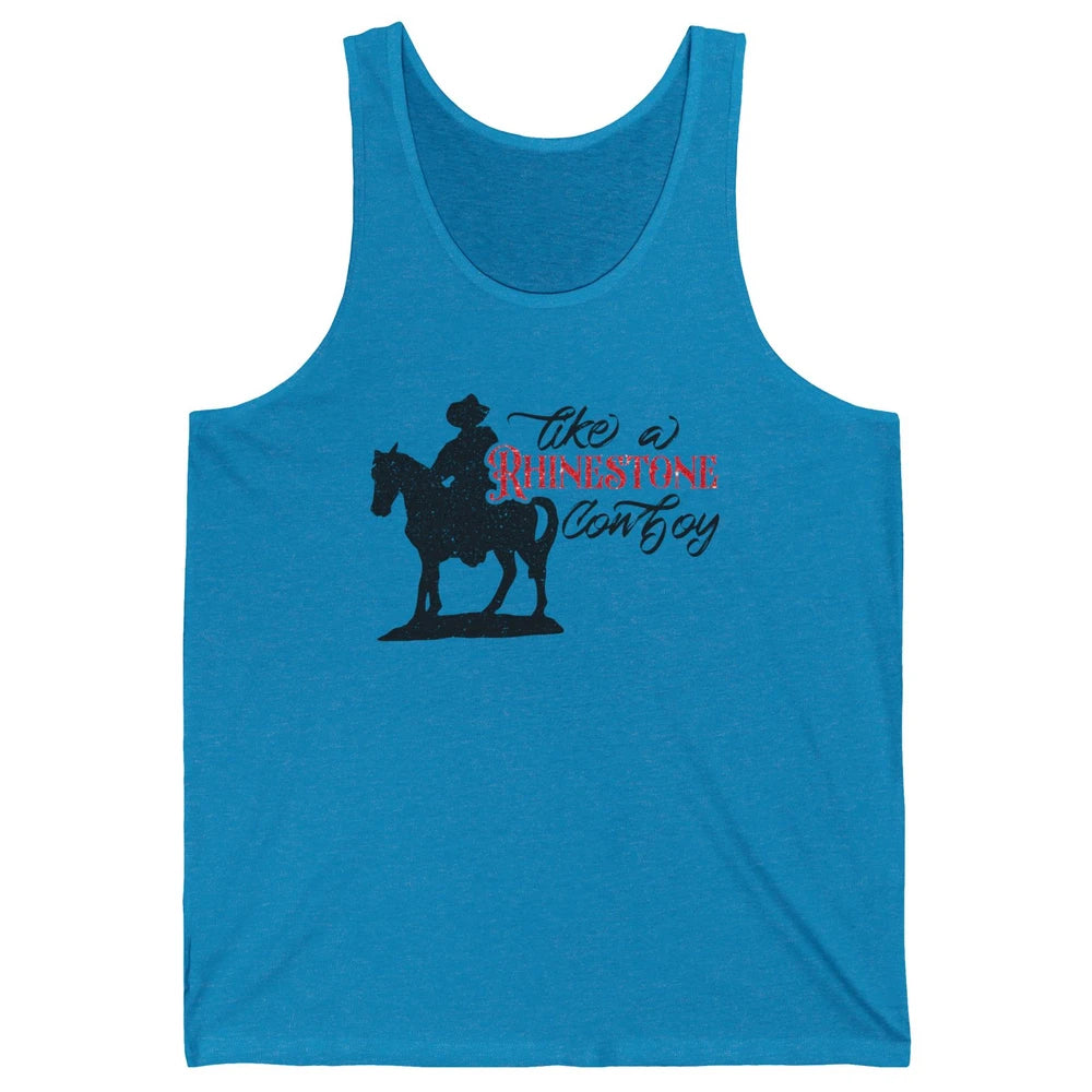 Cowboy Riding Horse Rhinestone Cowboy Western Country Gift Unisex Jersey Tank