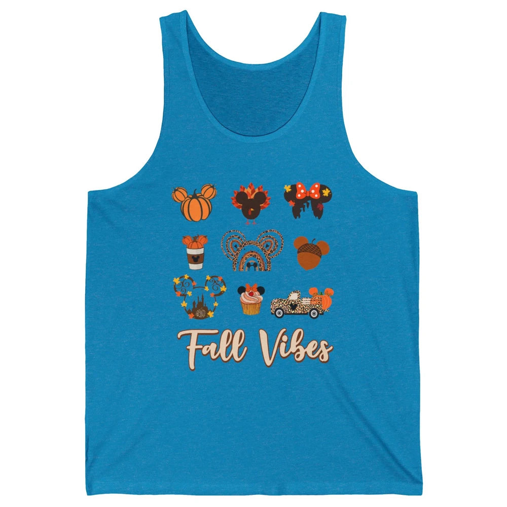 Retro Fall Vibes Pumpkin Turkey Halloween Fall Thanksgiving Unisex Jersey Tank