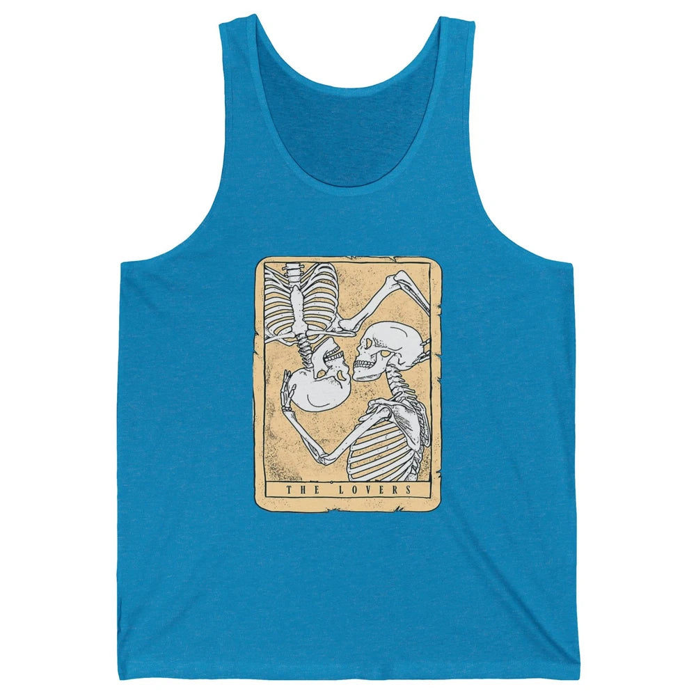 Tarot Card The Lovers Skeleton Couple Funny Skull Vintage Astrology Gothic Happy Valentine's Day Unisex Jersey Tank