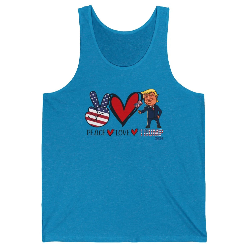 Peace Love Trump 2024 US Flag President Trump Return Support Unisex Jersey Tank