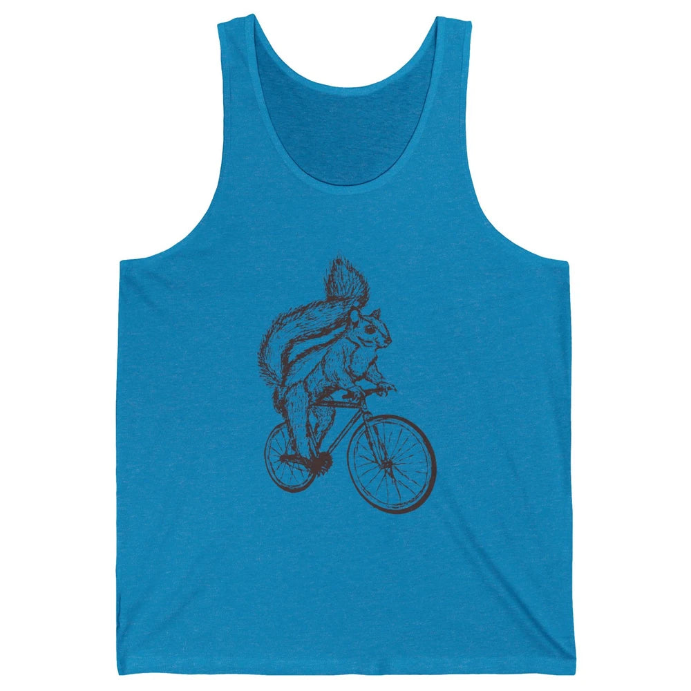Funny Squirrel Riding A Bicycle Drawn Bike Squirrel Lovers Unisex Jersey Tank