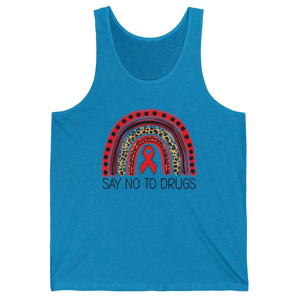 Red Ribbon Week Awareness Leopard Rainbow Say No To Drugs Unisex Jersey Tank