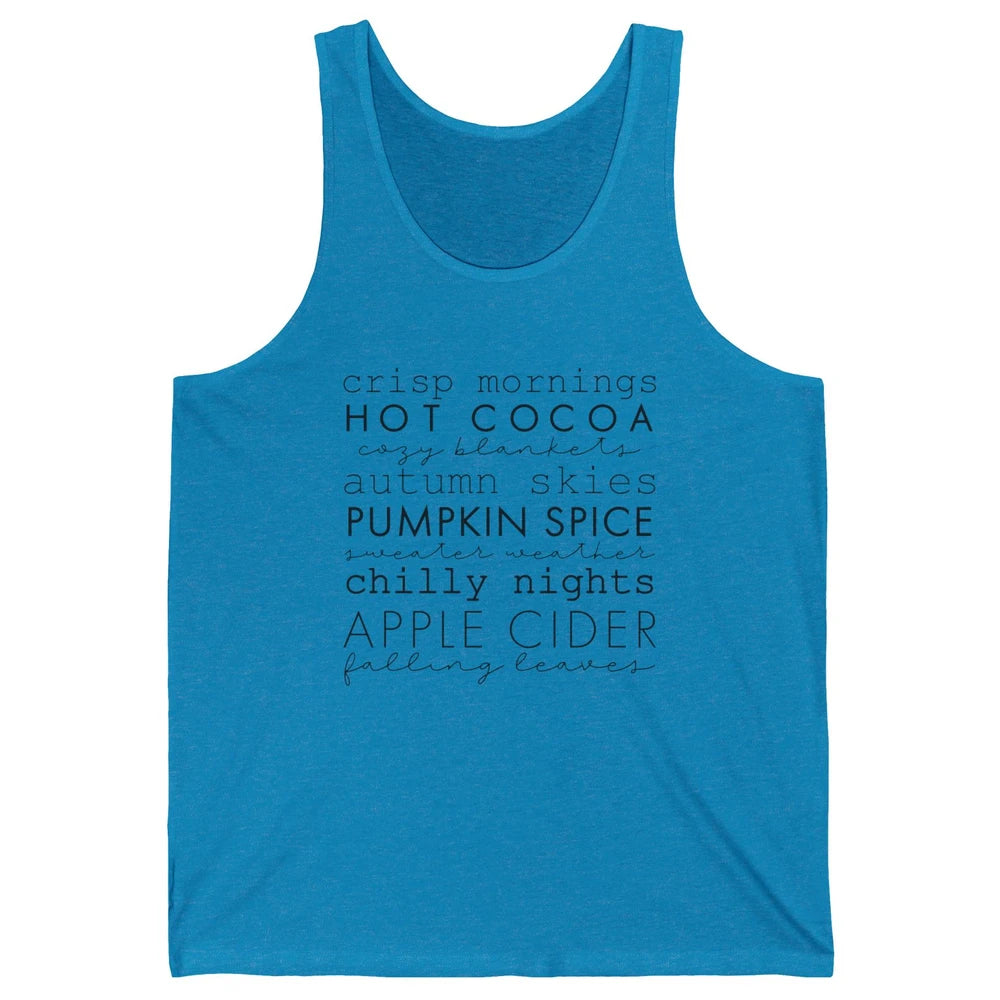 Fall Gift Sweater Weather Apple Cider Falling Leaves Autumn Unisex Jersey Tank