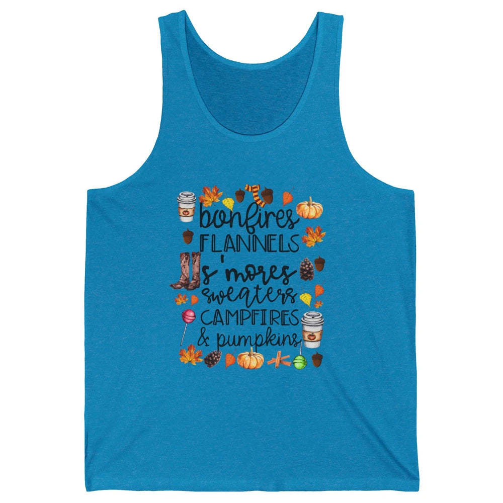 Fall Stuff Pumpkins Falling Leaves Campfire Halloween Autumn Unisex Jersey Tank