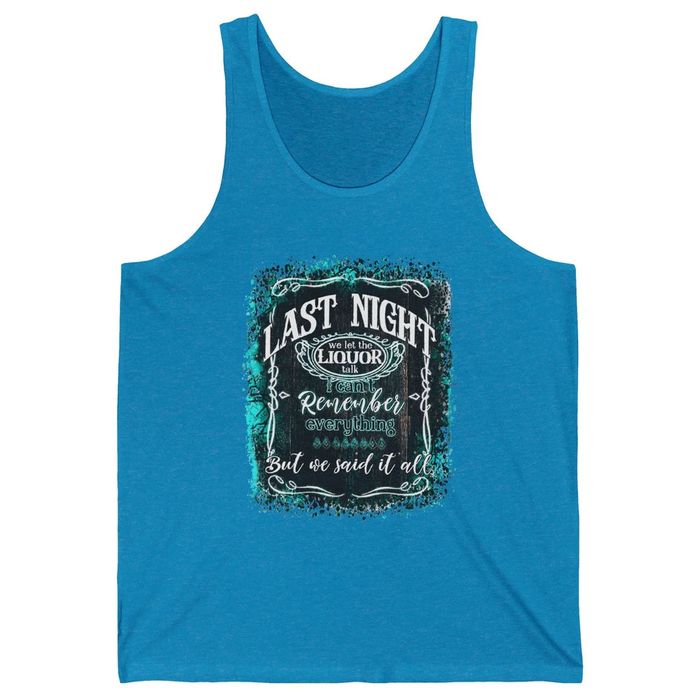 Retro Desert Cow Skull Last Night We Let Liquor Talk Western Unisex Jersey Tank