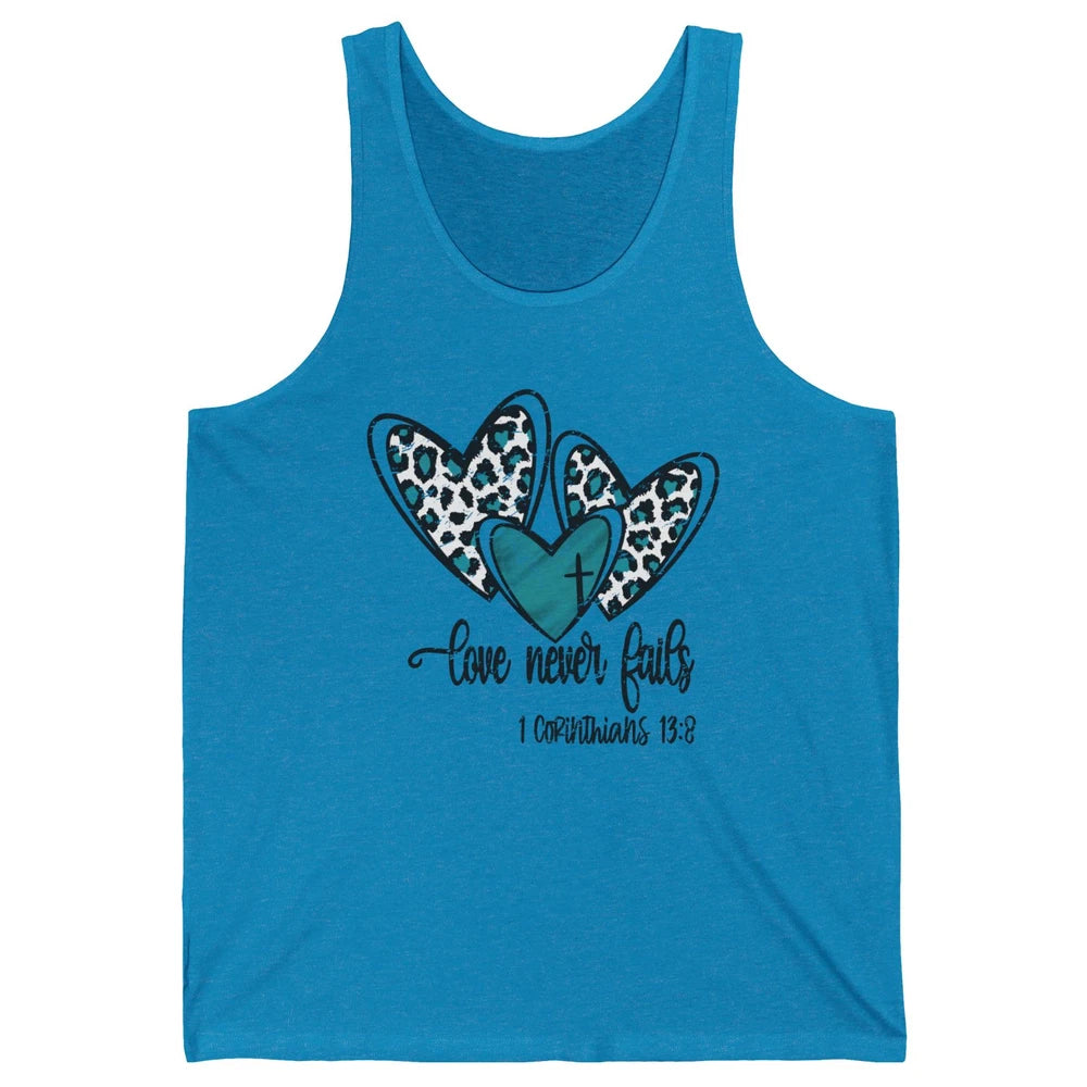Love Never Fails Christian Religious Jesus Faith Bible Verse Unisex Jersey Tank