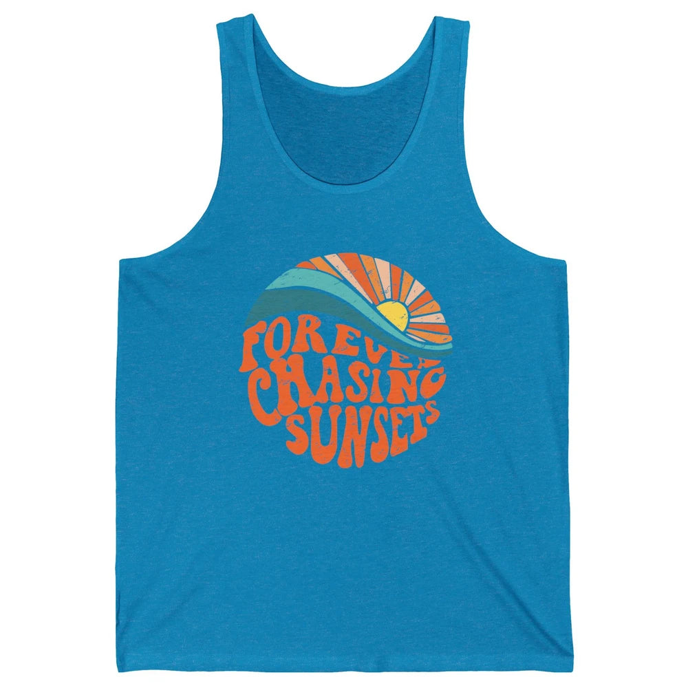 Retro Rainbow Forever Chasing Sunset Hippie Girl Peace Lover Unisex Jersey Tank
