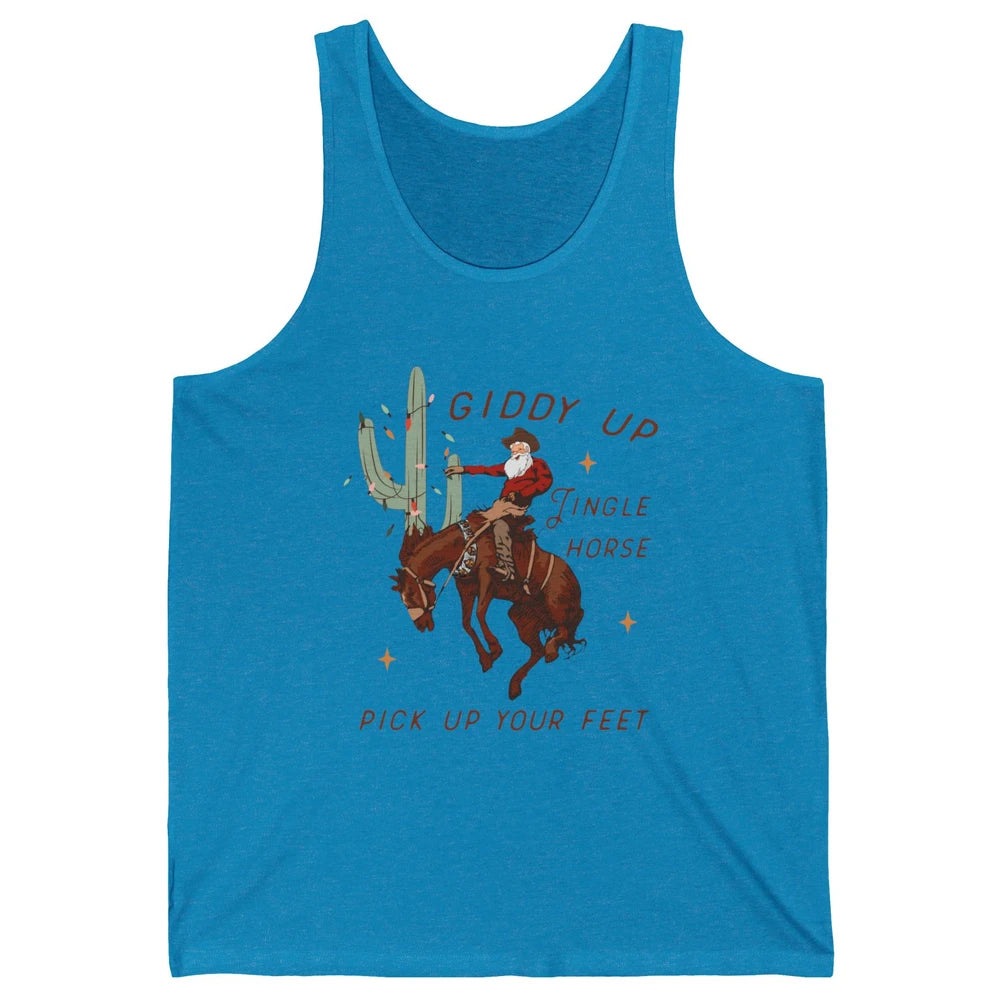 Cowboy Santa Giddy Up Jingle Horse Pick Up Western Christmas Unisex Jersey Tank