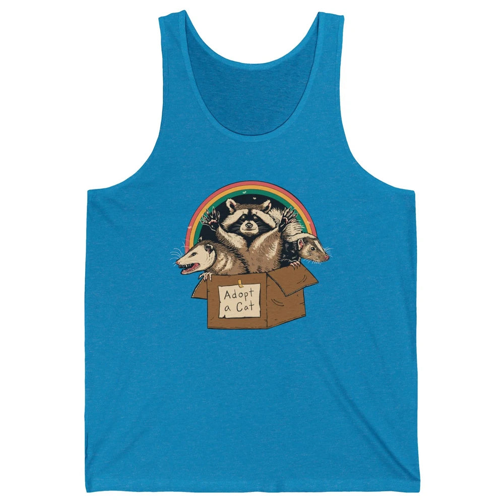 Adopt Forbidden Cats In Box Raccoon Skunks Possum Cat Lovers Unisex Jersey Tank