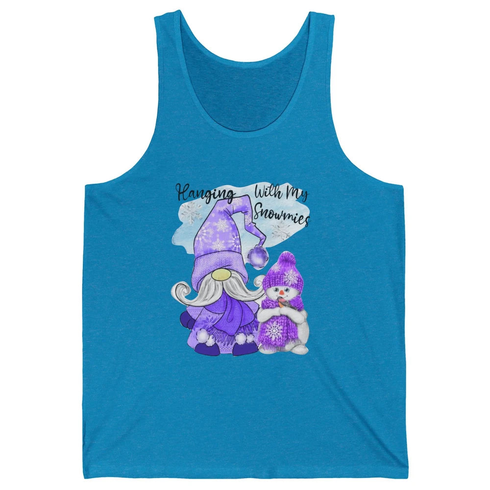 Retro Christmas Snowman And Gnome Hanging With My Snowmies Unisex Jersey Tank