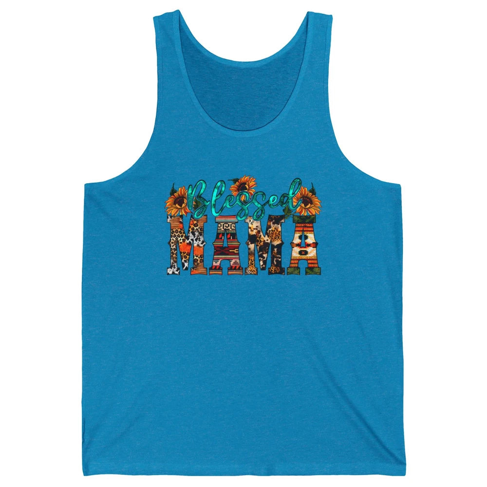 Leopard Sunflower Blessed Mama Western Mama Mothers Day Unisex Jersey Tank