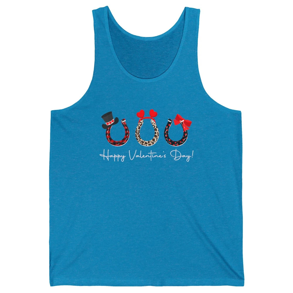 Leopard Red Plaid Heart Love Horseshoes Horse Lover Happy Valentine's Day Unisex Jersey Tank