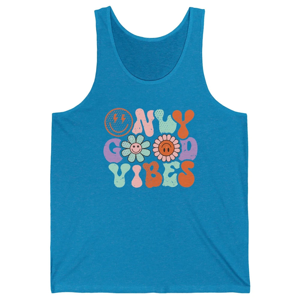 Retro Good Vibes Only Daisy Sunflower Positive Mind And Life Unisex Jersey Tank