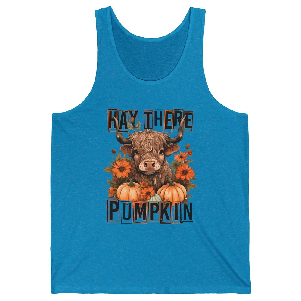 Hay Fall Highland Cow Pumpkin Western Country Farm Autumn Unisex Jersey Tank