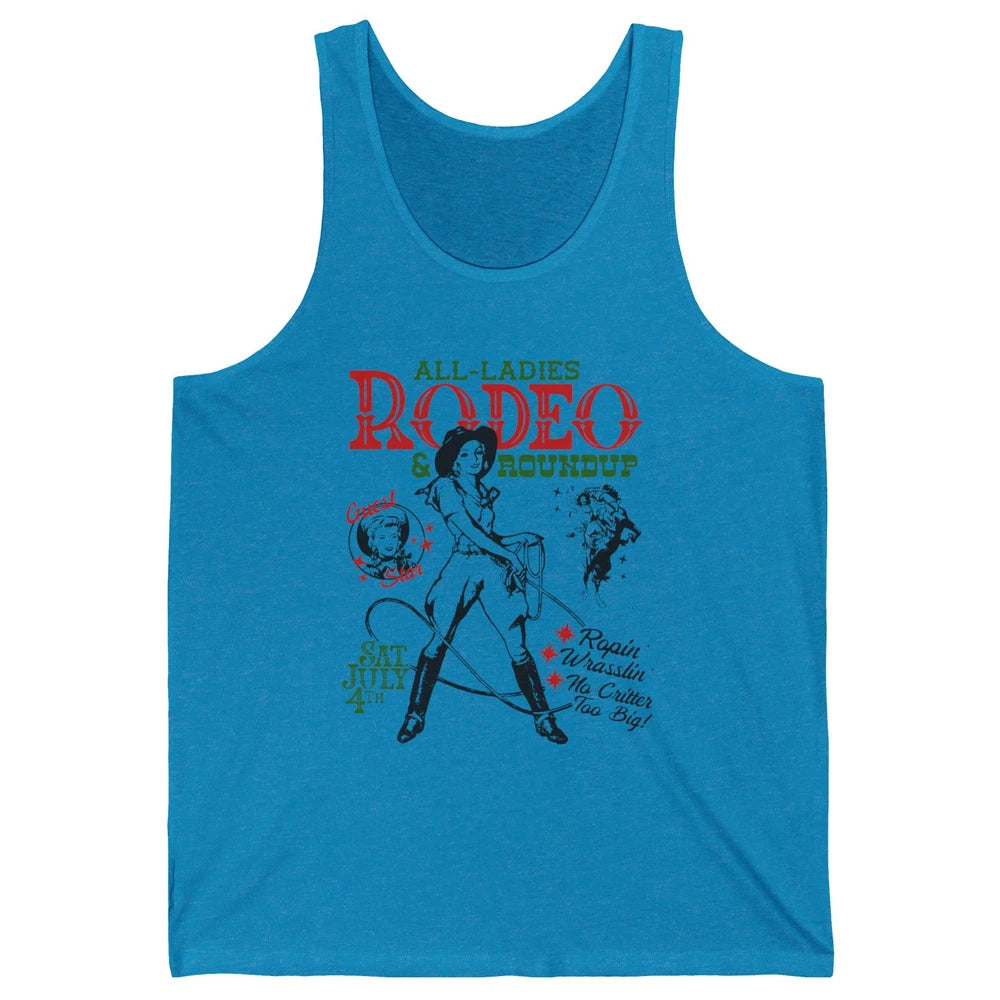 Retro Cowgirl All Ladies Roundup Western Country Rodeo Mom Unisex Jersey Tank