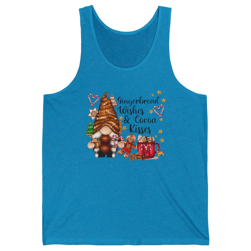 Retro Christmas Gnome Gingerbread Wishes and Cocoa Kisses Unisex Jersey Tank