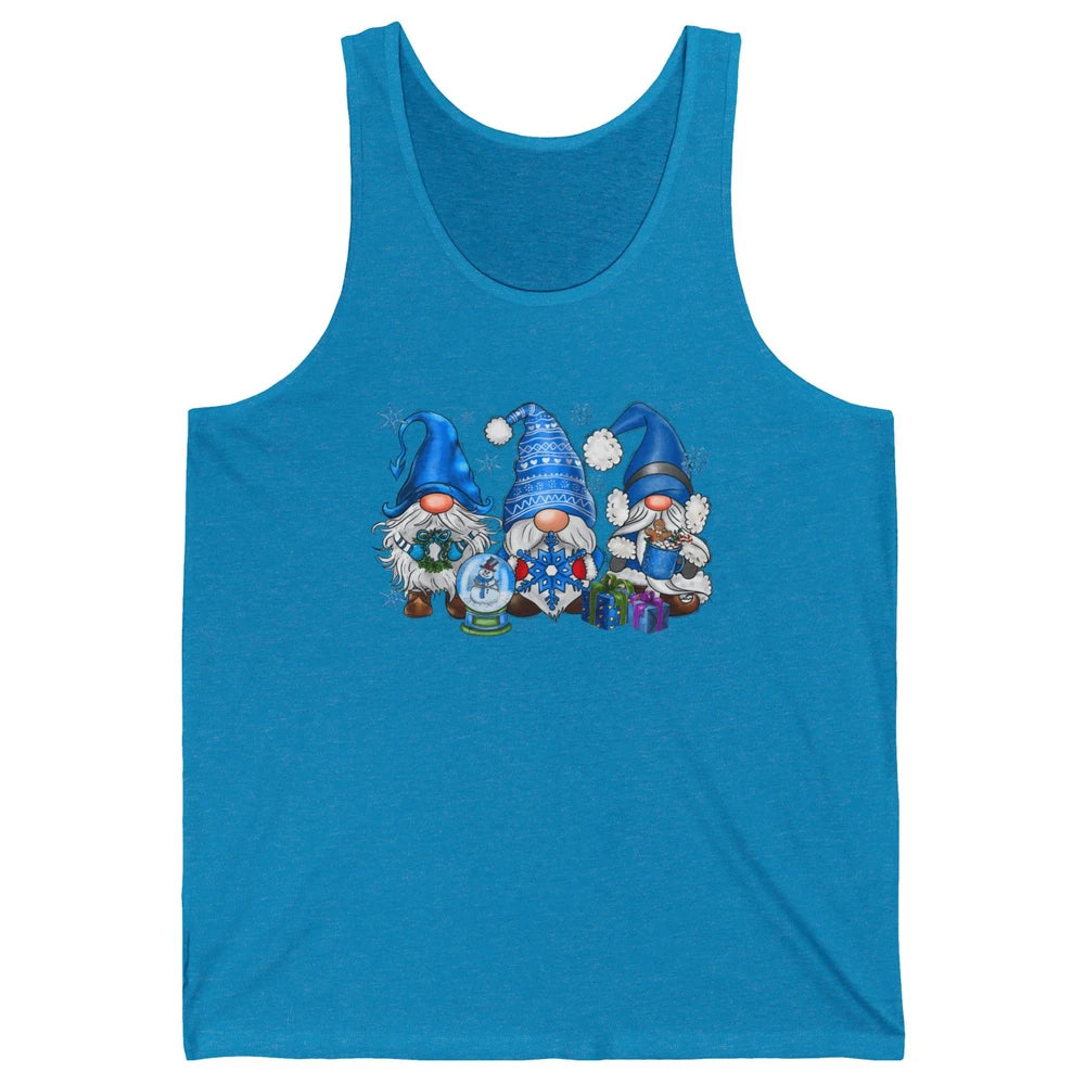Retro Blue Snowman Gnomes Blue Christmas Winter Gnomies Xmas Unisex Jersey Tank