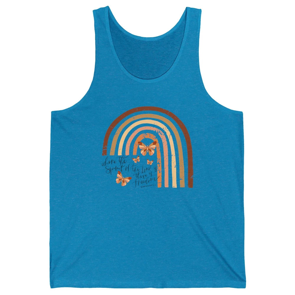 Retro Rainbow Christian Where Spirit Of The Lord Is Bible Unisex Jersey Tank