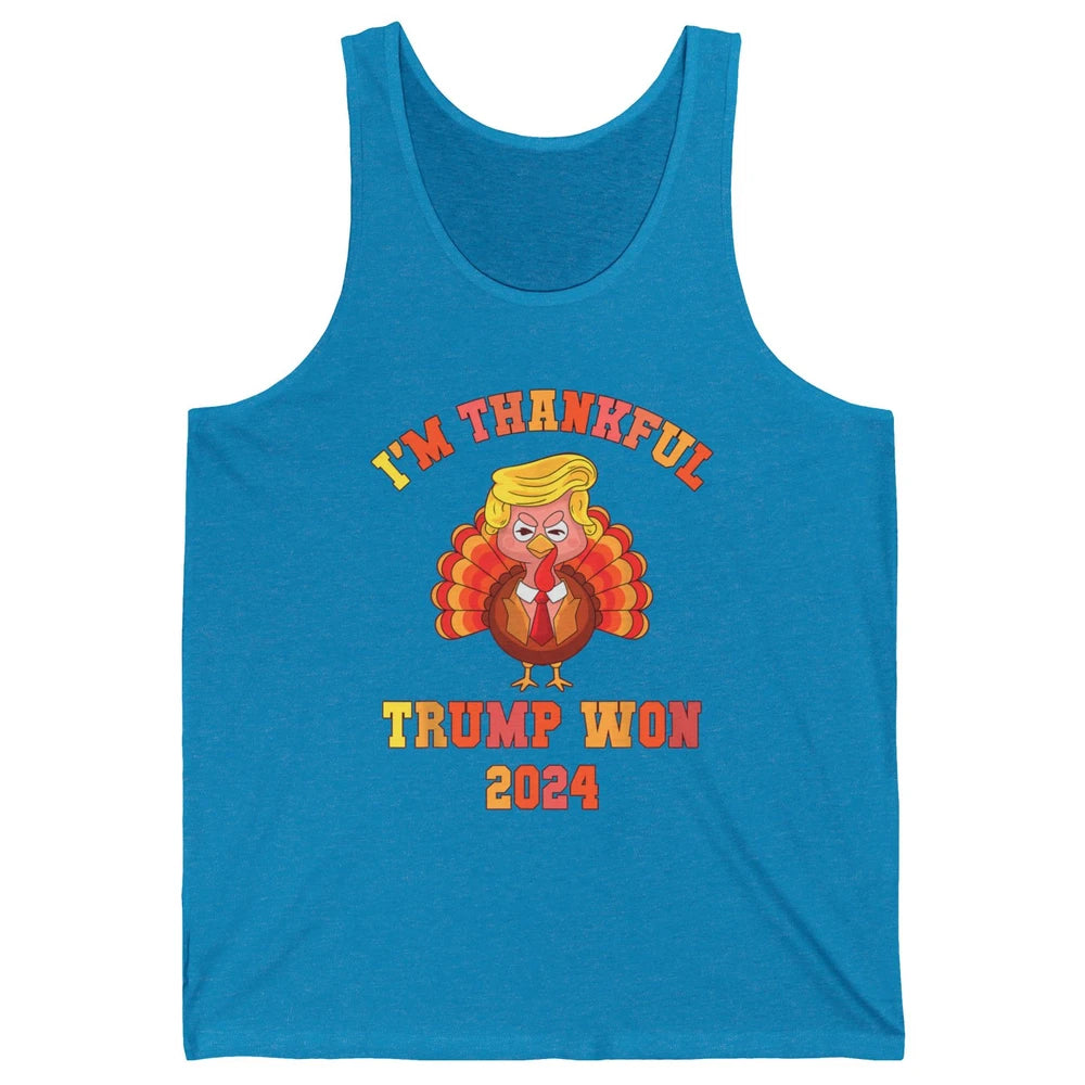 Funny Donald Trump Make Thanksgiving Great Again Thankful Trump Won Republican Unisex Jersey Tank