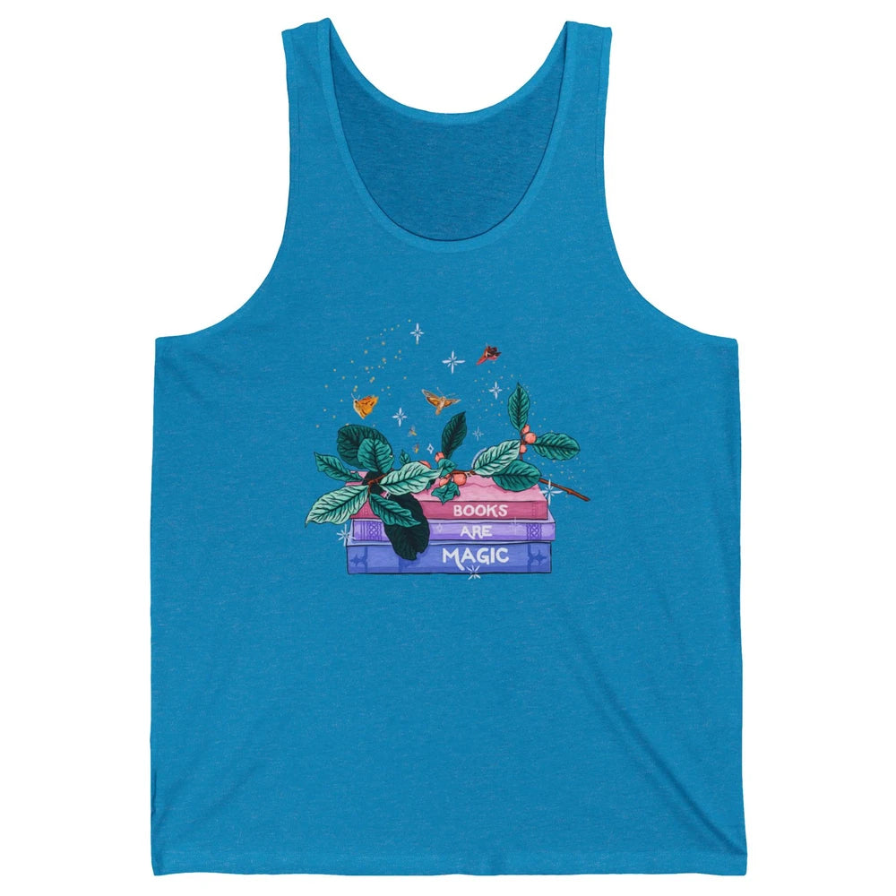 Aesthetic Books Are Magic Butterfly Floral Bookish Plant Unisex Jersey Tank