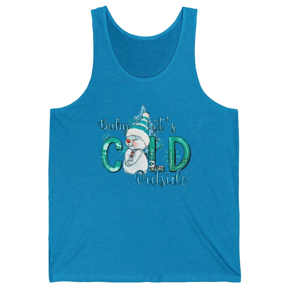 Christmas Cute Snow Man It's Cold Outside Freezing Season Unisex Jersey Tank