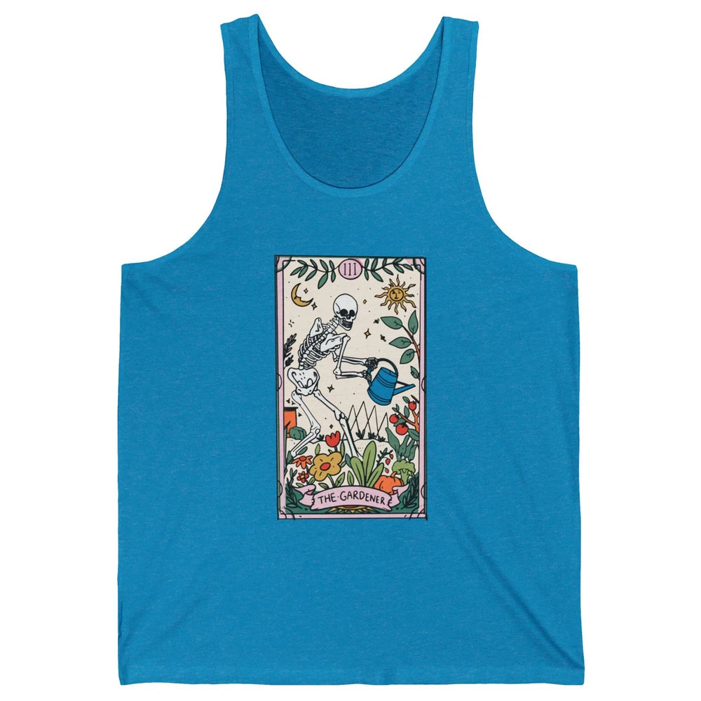 Gardening Because Murder Is Wrong Tarot Skeleton Gardener Unisex Jersey Tank