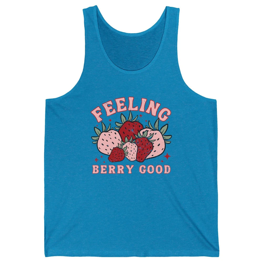 Retro Strawberry Feeling Berry Good Positive Mind Happy Life Unisex Jersey Tank