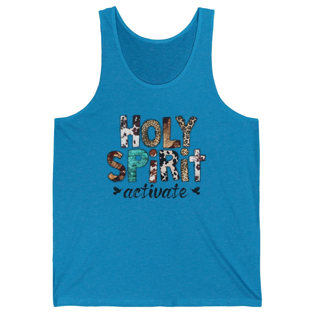 Retro Leopard Holy Spirit Activate Cowboy Rodeo Western Girl Unisex Jersey Tank