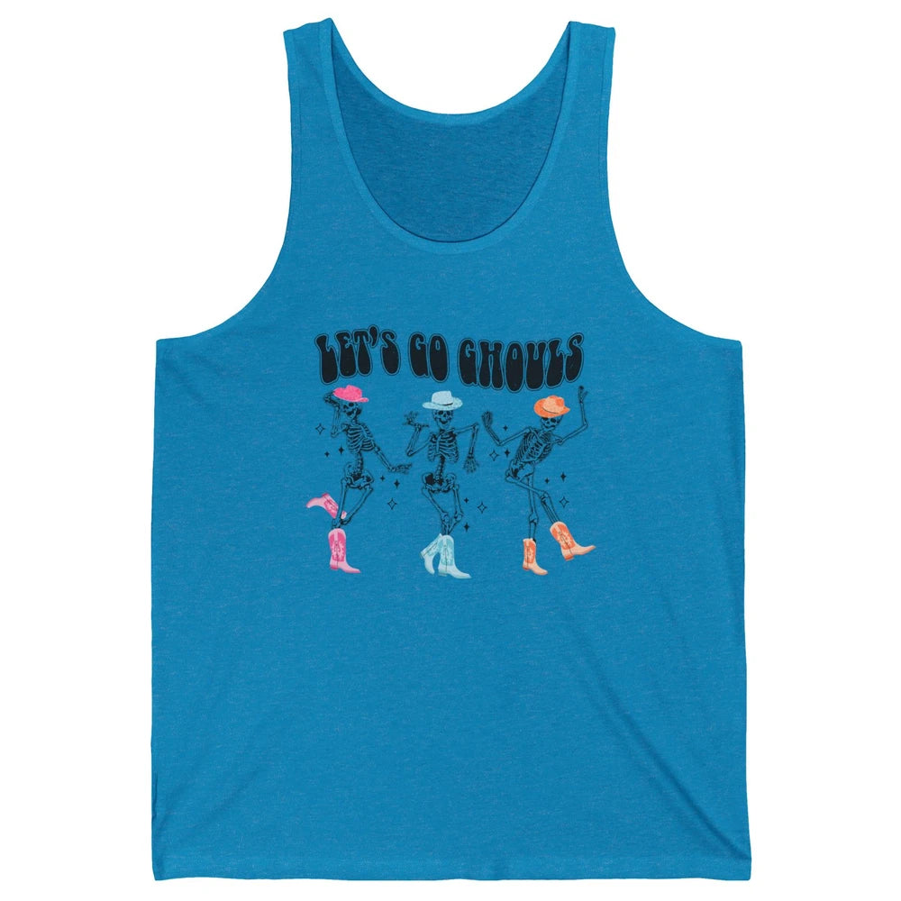 Dancing Skeleton Cowboy Let's Go Ghouls Western Halloween Unisex Jersey Tank