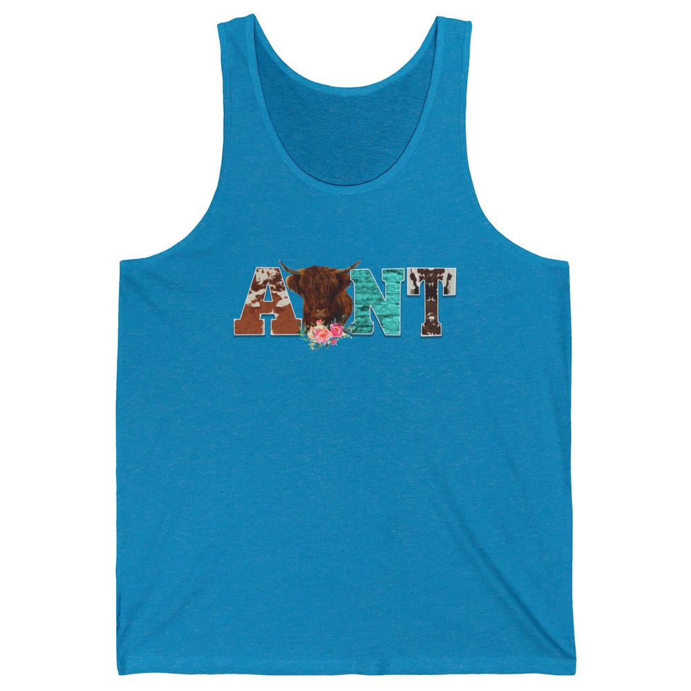 Cowhide Highland Cow Aunt Cow Western Country Heifer Auntie Unisex Jersey Tank