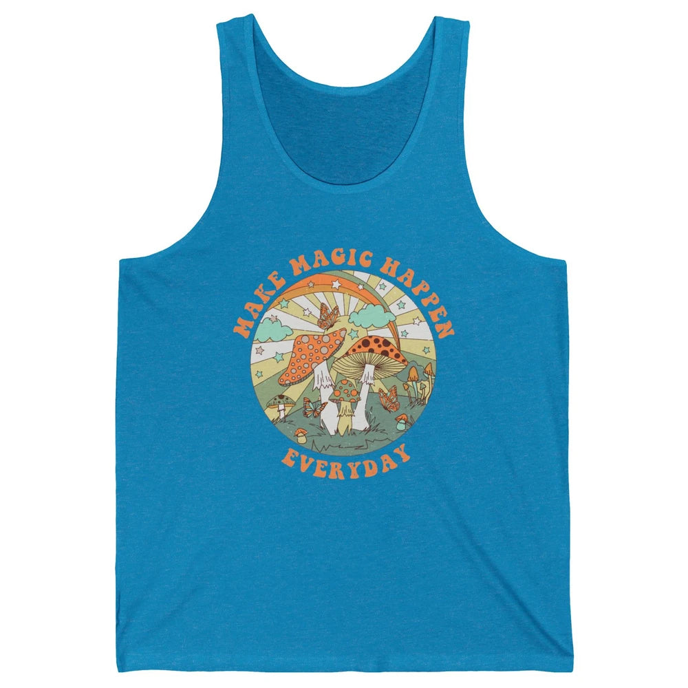 Retro Groovy Make Magic Happen Mushroom Hippie Botanical Unisex Jersey Tank
